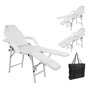 

75" Adjustable Salon SPA Pedicure Massage Tattoo Therapy Bed Split Leg Chair Beauty Equipment White