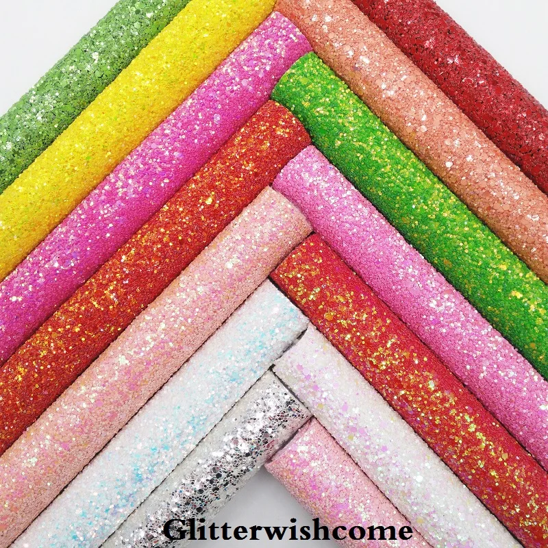 Синтетическая кожа Glitterwishcome 21 х29 см Размер A4 крупная блестящая винил для бантов