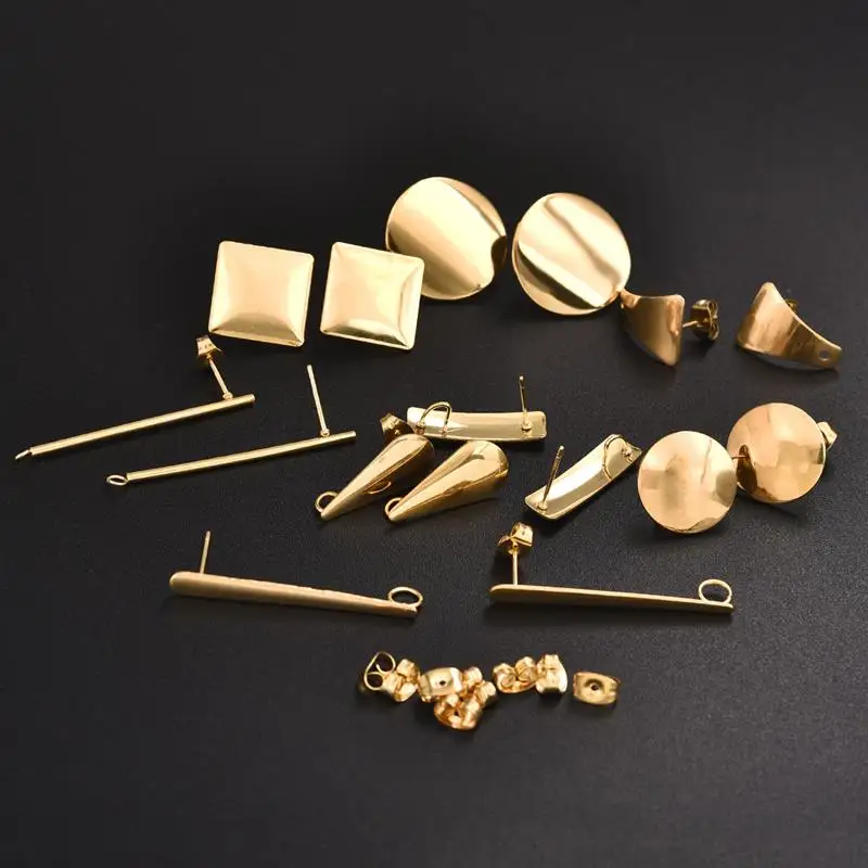 

10pcs Golden Stainless Steel Earring Stud Hollow Flowers Earrings Base Connectors Linker For Earrings DIY Making Findings