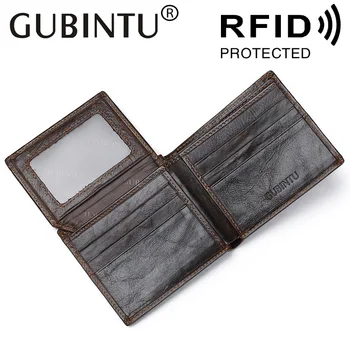 

GUBINTU Brand RFID Protection Genuine Leather Men Wallets High Quality Designer Wallet Purses Gift for Men Card Holder