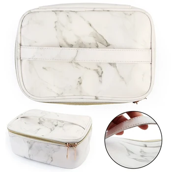 

PU Leather Cosmetic Bag Make Up Marble Portable Ladies Travel Case Makeup Brushes Organizer Storage Bags