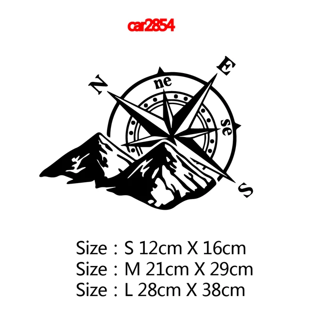 10 Styles Adventure Sports Compass Car Sticker Wrap Vinyl Mountain car-Styling Auto Engine Cover Door Window Large Size car2854