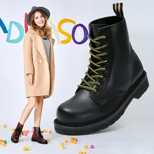 Из искусственной кожи женские зимние ботинки для женщин ботинки martin шнуровка Женские Ботинки женские зимние сапоги круглый носок женские ботильоны Botas Mujer