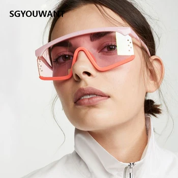 

SGYOUWANT Fashion Oversized Sunglasses Women 2021 Brand Designer Big Frame Square Sunglasses UV Protection Shades For Women