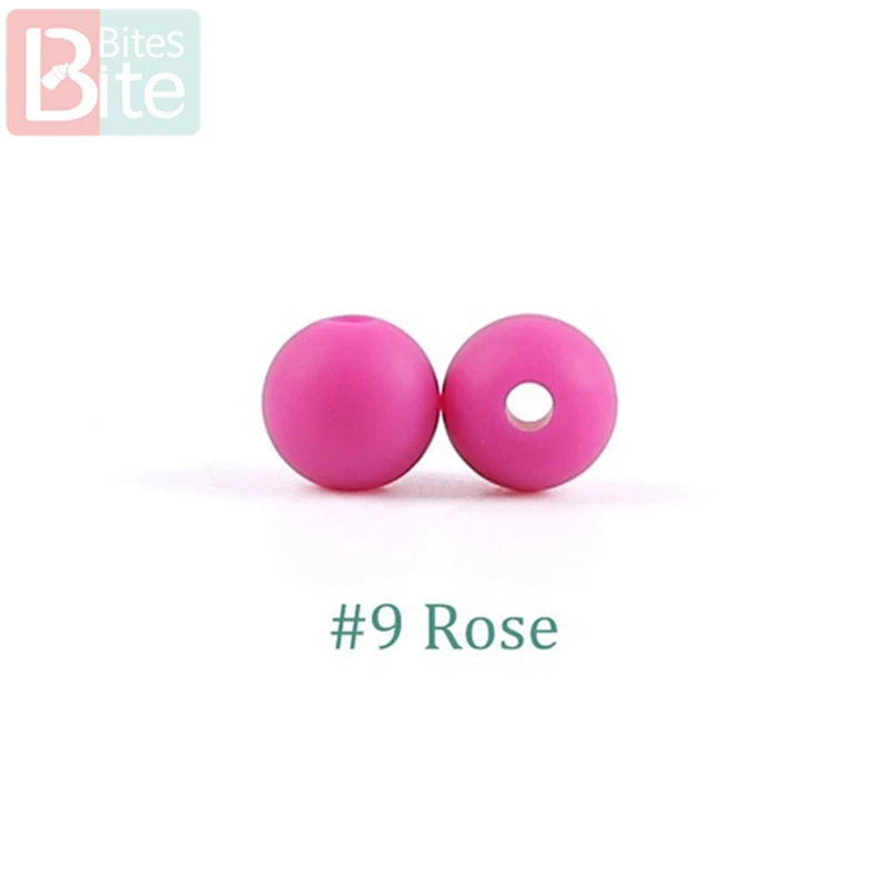 rose 9 мм, 50 шт., силиконовые бусины-перлы, детский прорезыватель, грызун, крошечная удочка, сделай сам, ювелирное изделие для кормления, ожерелье, браслет, соска, цепочка, детский прорезыватель, игрушка - Цвет: rose