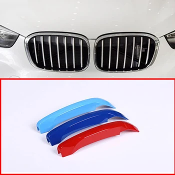 

Car Styling Accessories 3 Pcs ABS Front Grill Trim Decoration Sport Stripes Emblems 3D Stickers Trim For BMW X1 F48 2016-2019