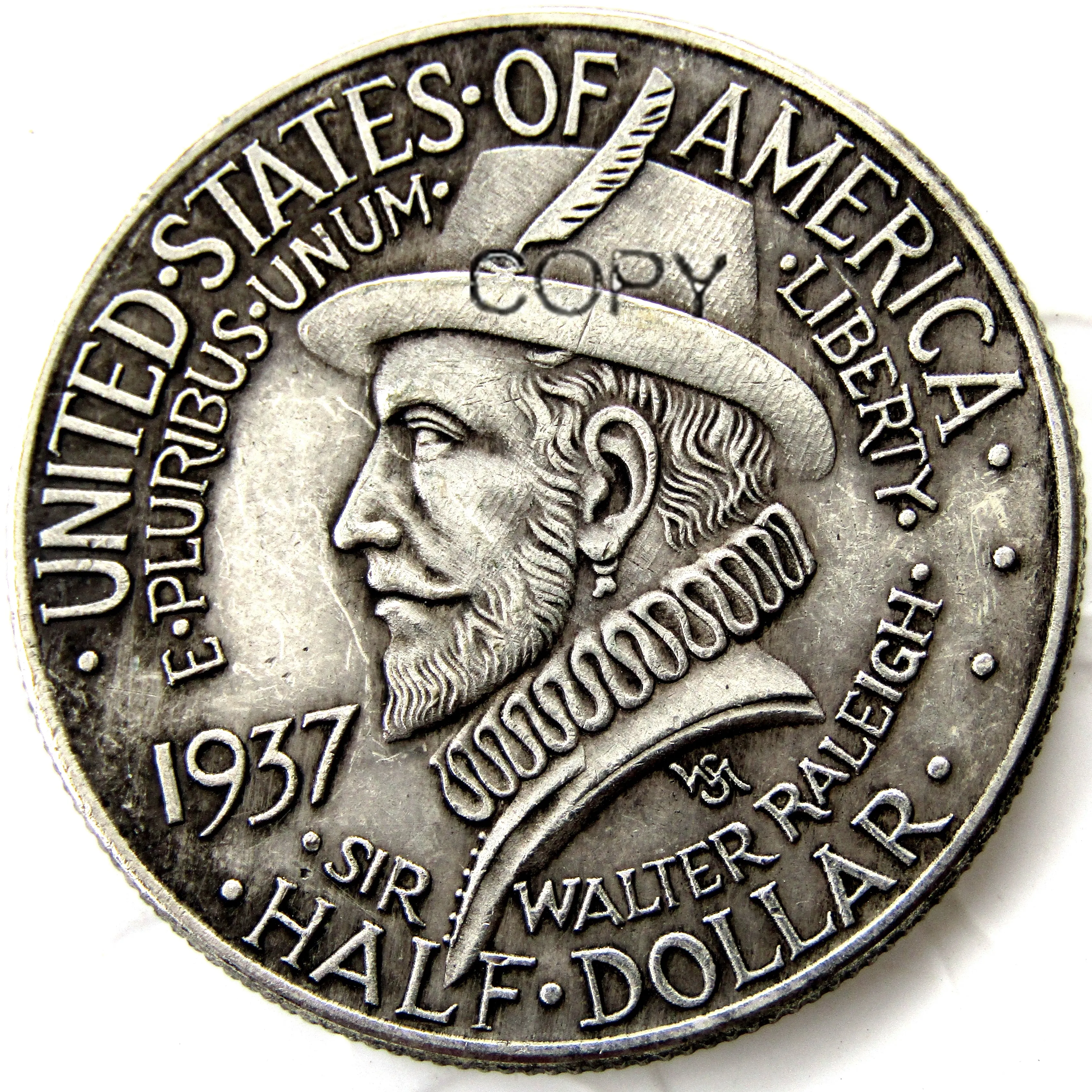 

1937 50c Roanoke Commemorative Half Dollar Commem Gorgeous Copy Coins Silver Plated