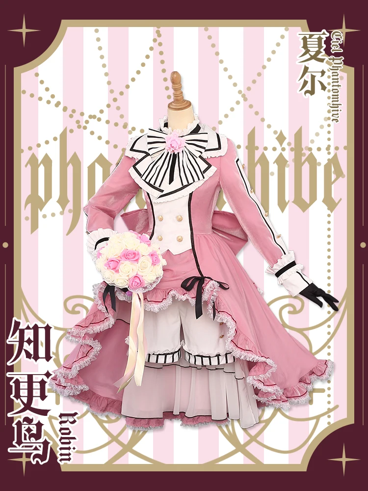 Kuroshitsuji Ciel Phantomhive Повседневное платье лолиты Косплей Костюм Хэллоуин Униформа платье+ бабочка+ галстук+ шляпа+ перчатки+ топ+ брюки s m l