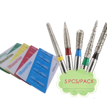 

NSKLED 5 pcs/set Dental Diamond Burs FG 1.6mm Dentist Tools Dental Lab Matreial