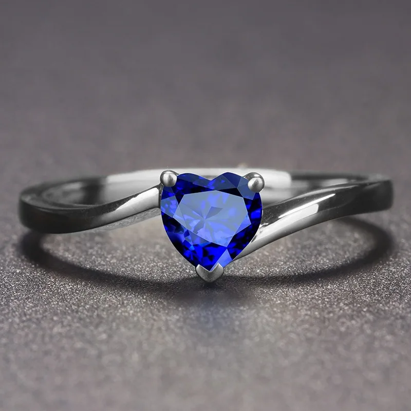 blue Bague Ringen, дизайн, кольцо, 925, ювелирное изделие, простое, восемь сердец, восемь стрел, сапфир, День Святого Валентина, юбилей, подарки для женщин, вечерние - Цвет камня: blue