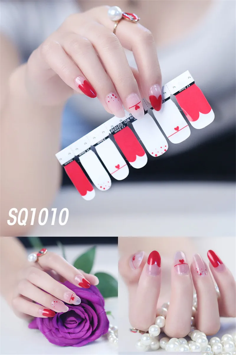 SQ1010 14 насадок/листов для дизайна ногтей, решетки, геометрические, полное покрытие, самоклеющиеся наклейки для полировки, фольга, советы, обертывание, маникюр, экологичный для детей - Цвет: SQ1010