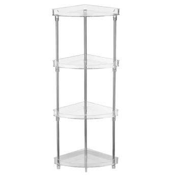 

4-Tier Corner Storage Organizing Caddy Stand for Bathroom Vanity Countertops Free Standing 2 Shelves Clear
