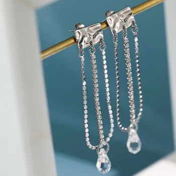 

Crystal Drop Earrings 925 Sterling Silver Earring Gift For Women Zircon Luxury Korean Long Earings Zilveren Oorbellen Jewellery