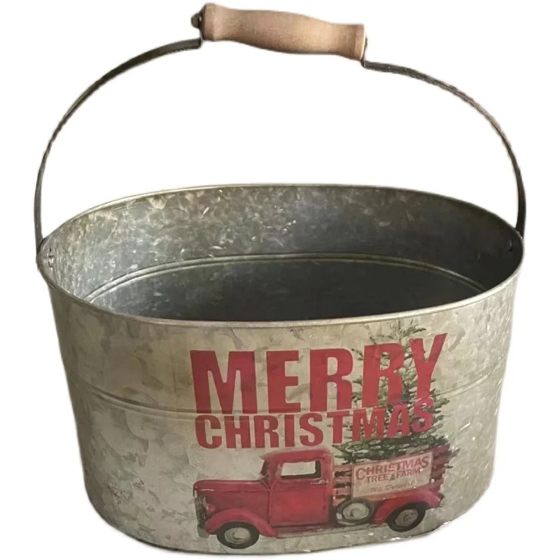

Deorative Vintage Zinc Oval Galvanized Farm Pail Bucket for Flower