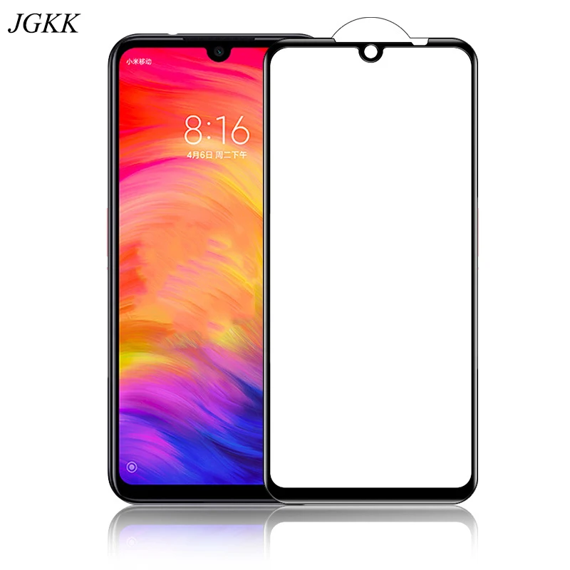 Закаленное стекло 5D с полным покрытием для Xiaomi Redmi Note 7 Защита экрана Pro черная