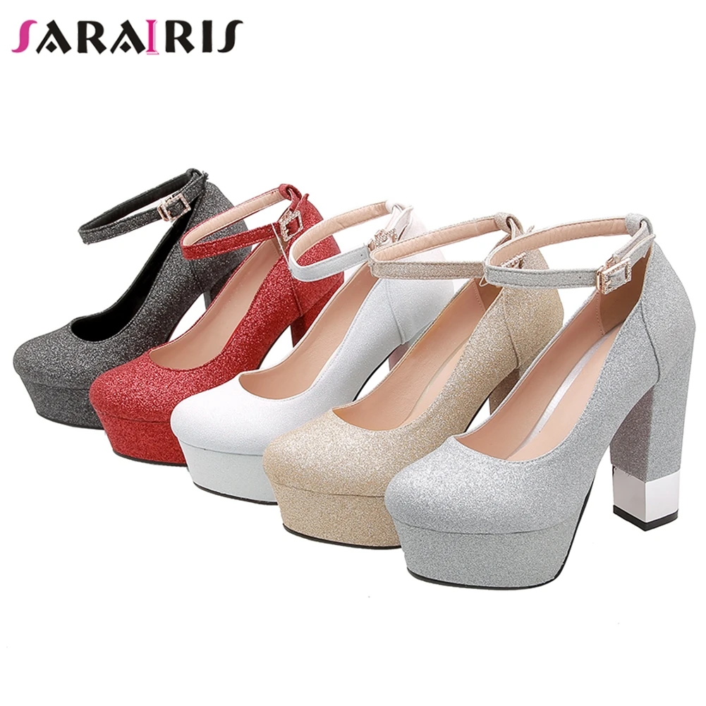 

SARAIRIS Big Size 32-43 New Ankle Strap Female Fashion Platform Pumps Women Party Wedding Ol Pumps High Heels Shoes Woman