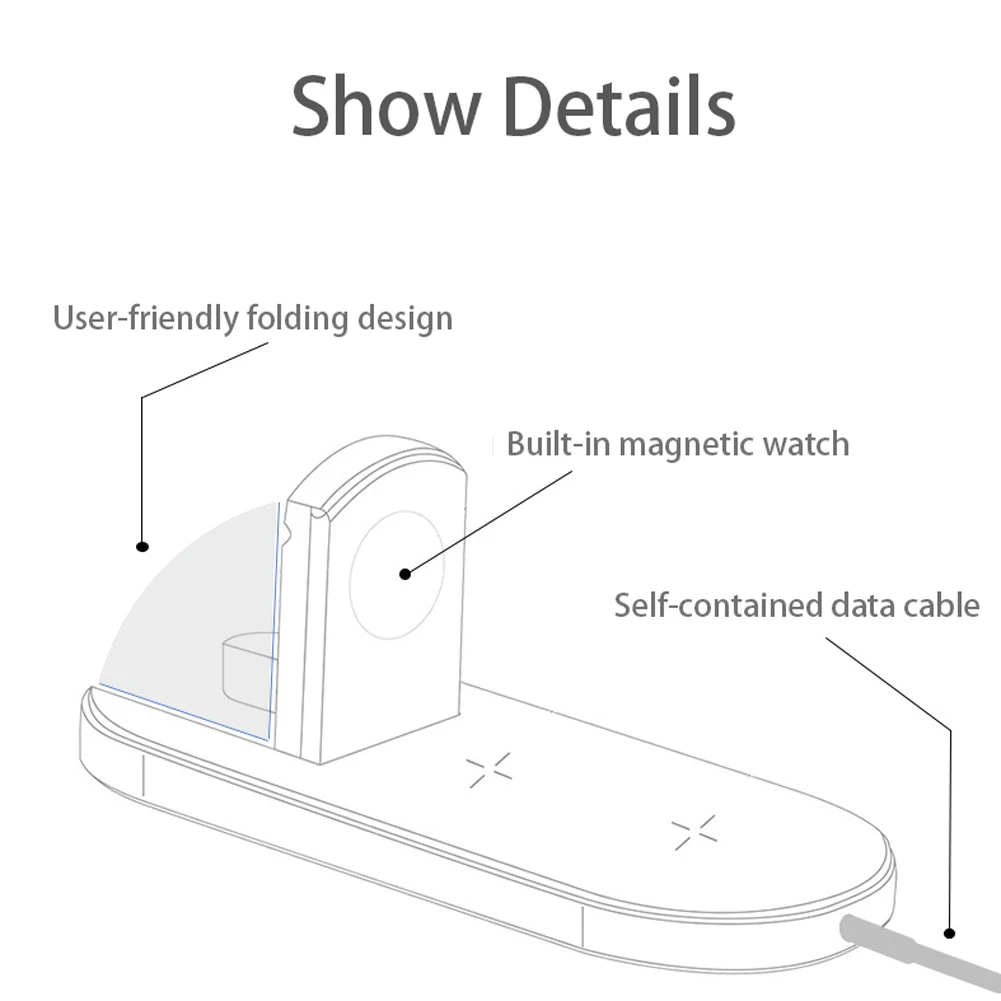 10 Вт Qi Беспроводное зарядное устройство для Iphone X Xs Max Xr 8 быстрая Беспроводная Полная нагрузка 3 в 1 Зарядная площадка для Airpods Apple Watch 4 3 2 1
