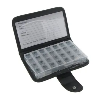 

7 Days Tablet Box Weeks Drug Dose Dispenser 7 Days Pill Box 4 Trays / Day Tablet Can Travel Holiday Pill Box black