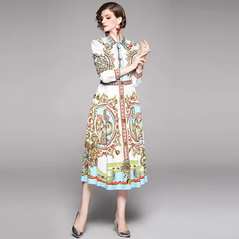 

Dress 2020 New British style doll neck long sleeve print dress