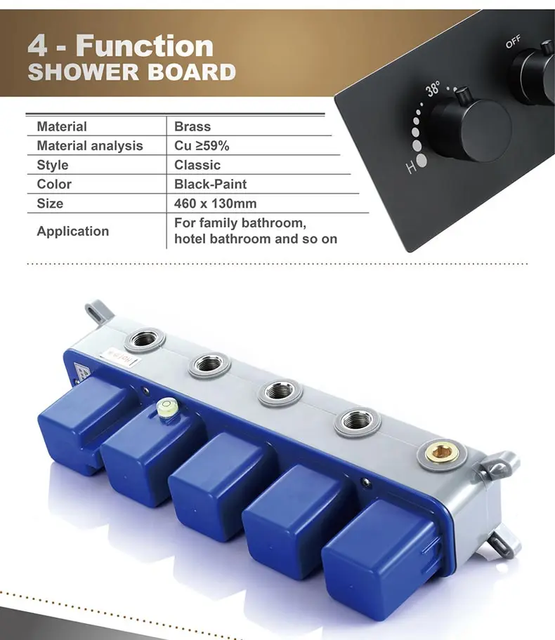 Настенные черные смесители латунный душевой кран 4 функции скрытый клапан контроллер с предварительно встроенный ящик