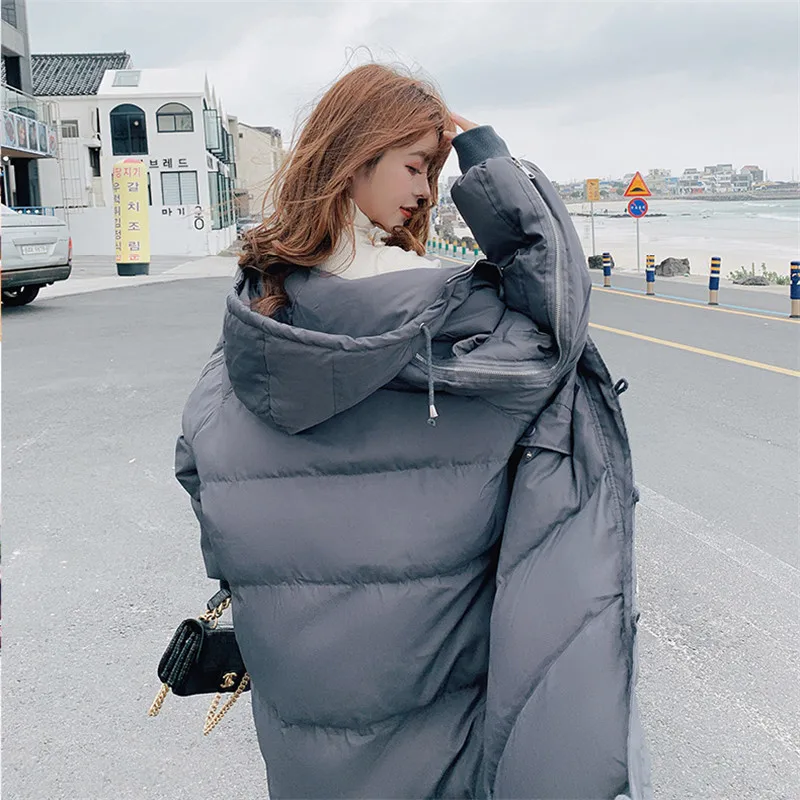 Fashion Long Down Cotton Padded Clothes Women Winter Jackets New Korean Loose bf Hooded Parka Coat Female Outerwear N1140