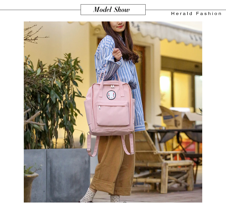 Herald Fashion Women Backpack Casual Student Bag for School Teenagers Girl Ladies Canvas Fabric Backpack Female Bookbag Mochila