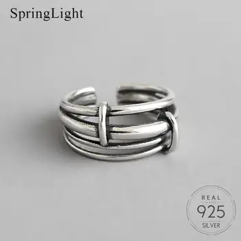 

Springlight Unique Vintage Multilayer Ring Opening Ring Real 925 Sterling Silver Handmade Fine Jewelry Rings for Women