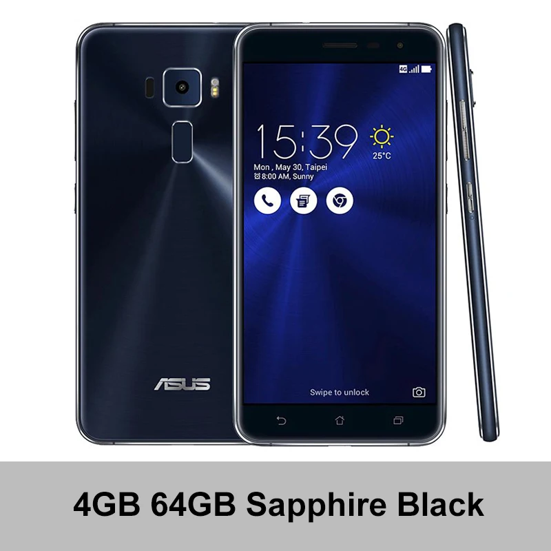 Мобильный телефон Asus Zenfone 3 ZE552KL 4G LTE Android 6,0 5,5 дюймов 1920x1080p 4 Гб ОЗУ 64 Гб ПЗУ Snapdragon 625 OctaCore NFC - Цвет: 4GB 64GB Black