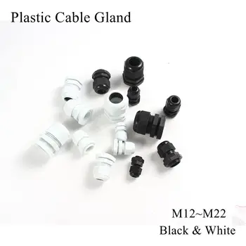 

M12 M16 M18 M20 M22 Cable Gland IP68 Waterproof Nylon Plastic Electric Cable Glands Connector Seal Rubber Joint Wire White Black