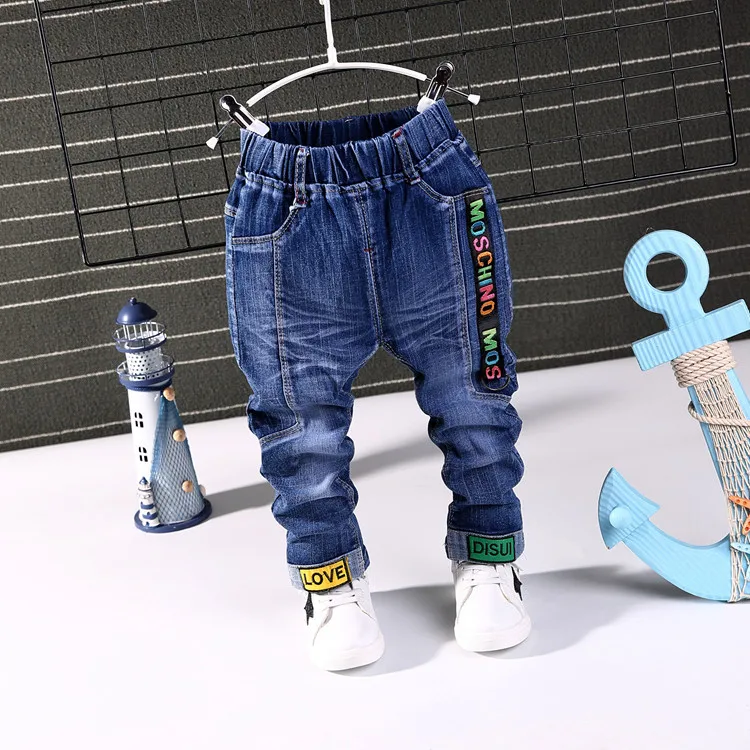 Джинсовые штаны для мальчиков; сезон весна-осень; модные детские хлопковые брюки для маленьких мальчиков; детская повседневная спортивная одежда; брюки; Одежда для мальчиков