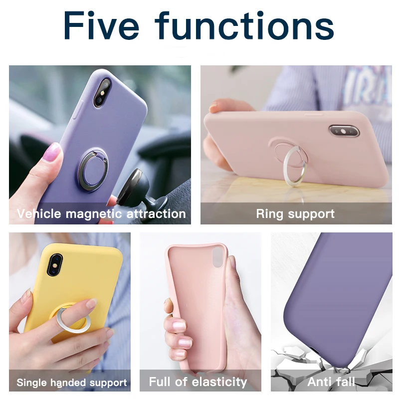 Мягкий жидкий силиконовый Магнитный чехол с кольцом для пальца для Xiaomi 8 SE Lite 9 6X Redmi 7 7A Note 7 6 K20 Pro противоударный чехол