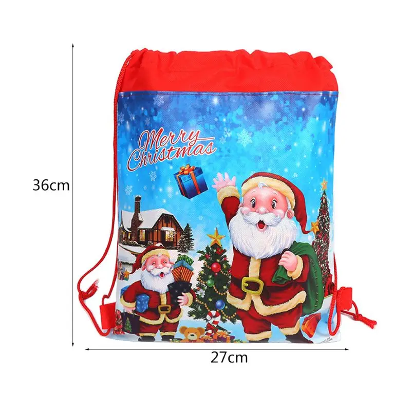Kids Santa Claus Theme Drawstring Gifts Bags Cinch Sack Favors Baby Backpack