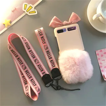 

portable rope Samsung folding Plush mobile phone case zflip shell f7000 flip folding screen 5g cute female mobile phone case