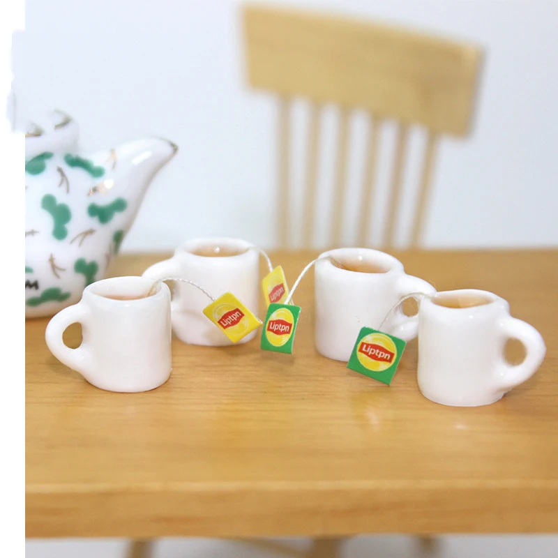En gros 1:12 maison de poupée miniature Mini coloré thé noir thé vert cuisine jouet poupée accessoires pour ob11 poupée cadeau à collectionner (lot de 2)