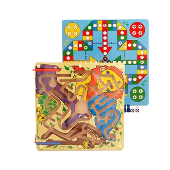 

New 2-in-1 Wooden Puzzles Magnetic Pen Maze Children Educational Toys for Boys Girls Intellectual Jigsaw Board Funny Kids Games