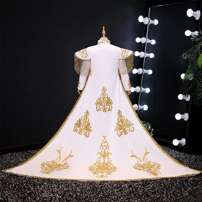 Royal White Gold Prince's Pageant Dresses For Children Gentleman Dresses models catwalk palace boys suits for weddings costumes