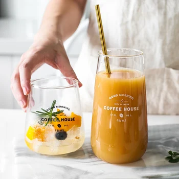 

1Pc Glass Cup Large Beer Coffee Cup Transparent Glass Coffee Beer Mug Breakfast Juice Milk Cup Glass Home Office Mug Drinkware