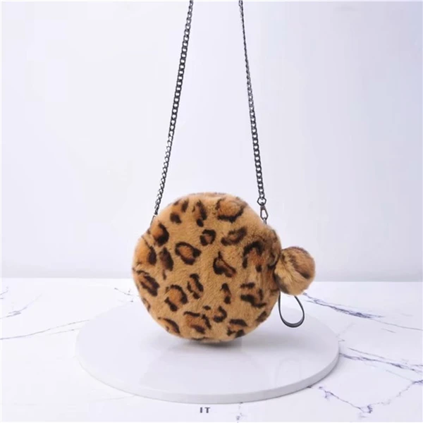Round IANLAN повседневные женские Настоящий мех кролика кошельки Портмоне леопардовые сумочки/сумка на плечо IL00547 - Цвет: Round