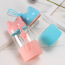 350 мл стеклянная бутылка для воды для детей, модные милые бутылки с кошкой для детей, маленькие Термостойкие чашки для детей