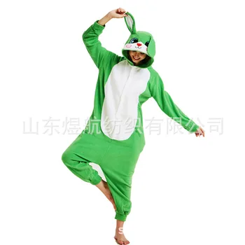

Green Rabbit Polar Fleece Cartoon One-piece Pajama Animal Costume Comfortable Clothing Manufacturers Direct Selling Support on B