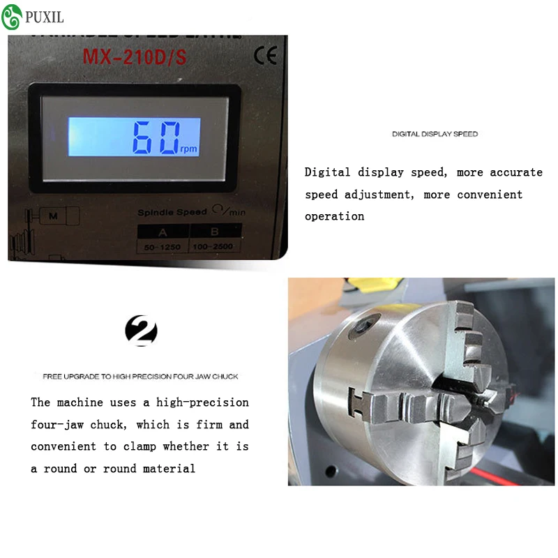 WM210V Metal Lathe / 750W Brushless Motor Steel Gear Lathe 210V lengthened 400mm Lathe