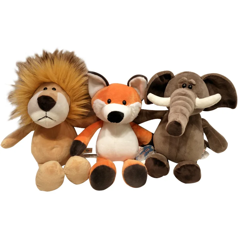 

25cm Popular Forest Zoo Animals Stuffed Doll Plush Jungle Series Animal Lion Monkey Zebra Giraffe Elephant TOYS Kids Gift