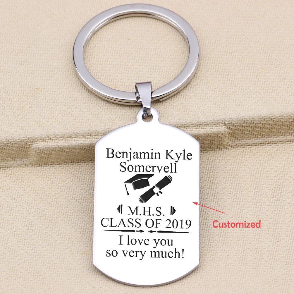 Graduation Keychain Engraved Class of 2019 Grad Gift Keyring Stainless Keych  hu 