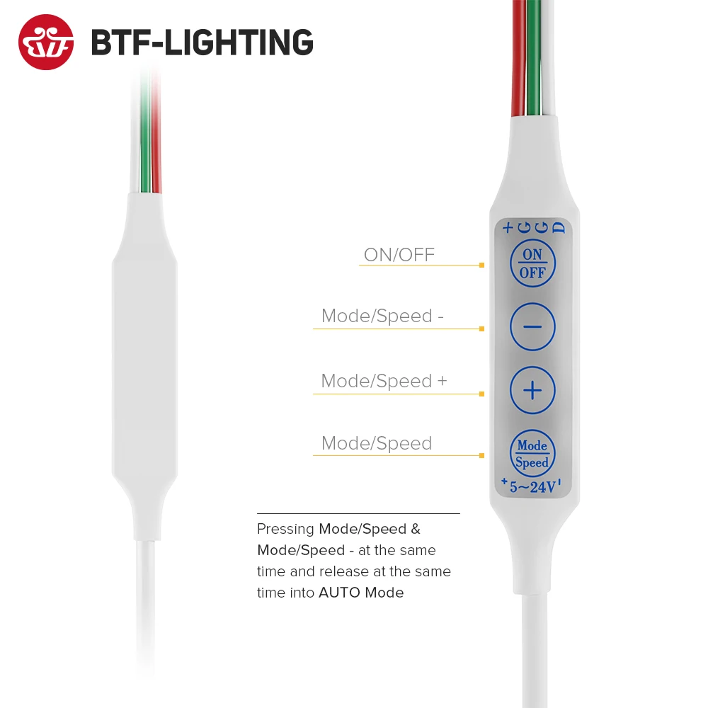 USB мини WS2812B контроллера 3 ключа 4 для пикселей Светодиодные ленты светильник WS2811