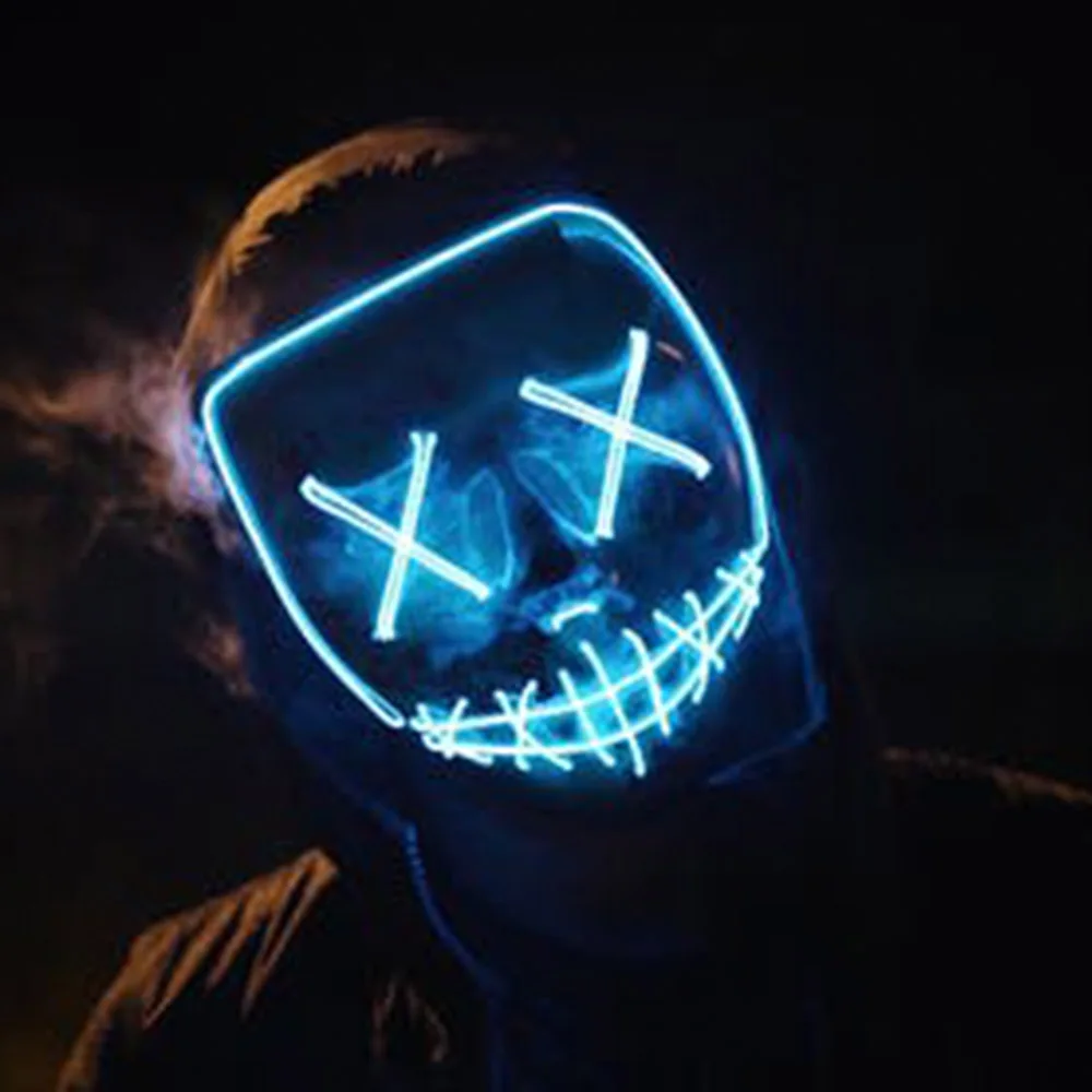 

LEDGLE Halloween Mask LED Maske Light Up Party Costume Black Masks Face anonymous Mascara Horror Mascarillas Glow In Masquerade