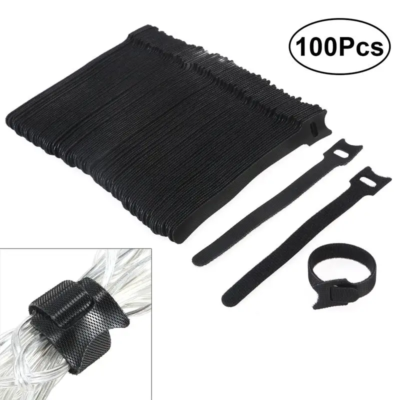 

WINOMO 100pcs 6 Inch Cable Ties Fastening Cable Ties With Reusable Hook And Loop Strap Cable Ties For Organizer Fastening
