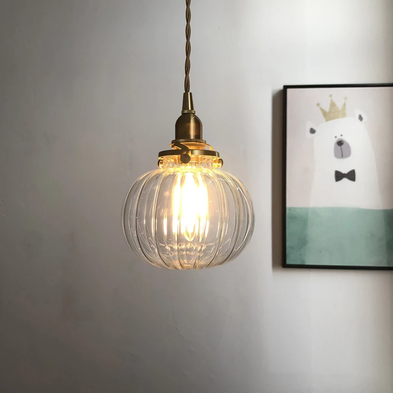 Цветной подвесной светильник в скандинавском стиле, стеклянный дизайн, декоративный светодиодный подвесной светильник для спальни, современный медный японский подвесной светильник