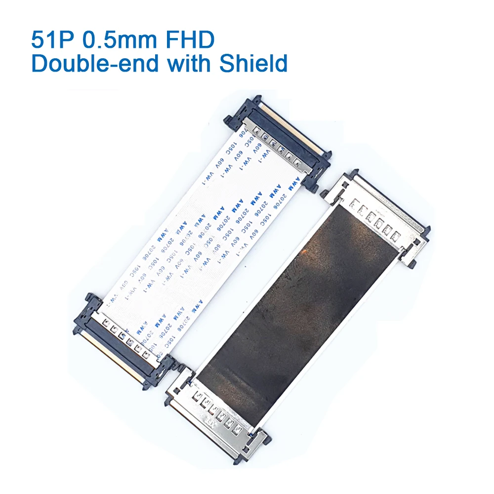 

10Pcs 51Pin 4K FFC FPC 60HZ flexible flat cable V-by-One VBO FHD screen LVDS cable double head 0.5MM pitch with shield