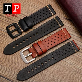 

Breathable holes Genuine leather watch band for CITIZEN 20mm watch strap replace bracelet cowhide sports men watch accessories
