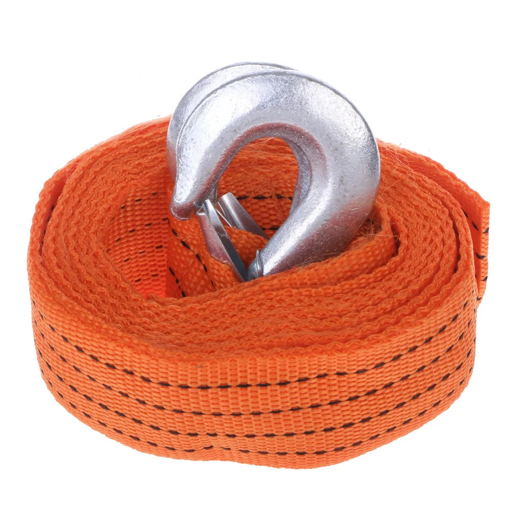 5M 3//5 Meters Car Trailer Tow Rope Road Recovery Towing Cable U-Shape Heavy Duty Tow Strap with Reflective Strip Hooks 8 Tons